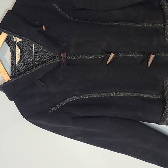 LL Bean Womens Black Duffle Coat Vintage Sherpa Y2K Winter Barn Size Medium 90s - Picture 4 of 10